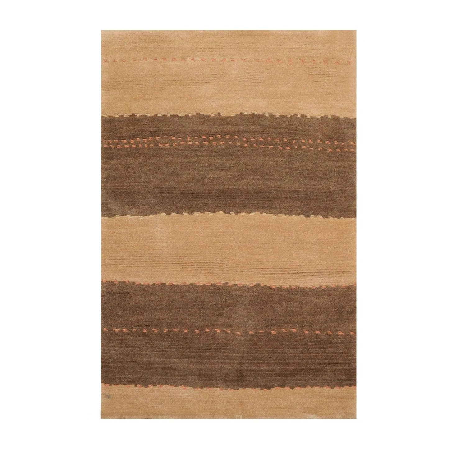 4' x 6' Hand Knotted Tibetan 100% Wool Tibetan Modern & Contemporary Oriental Area Rug Camel, Brown Color-1