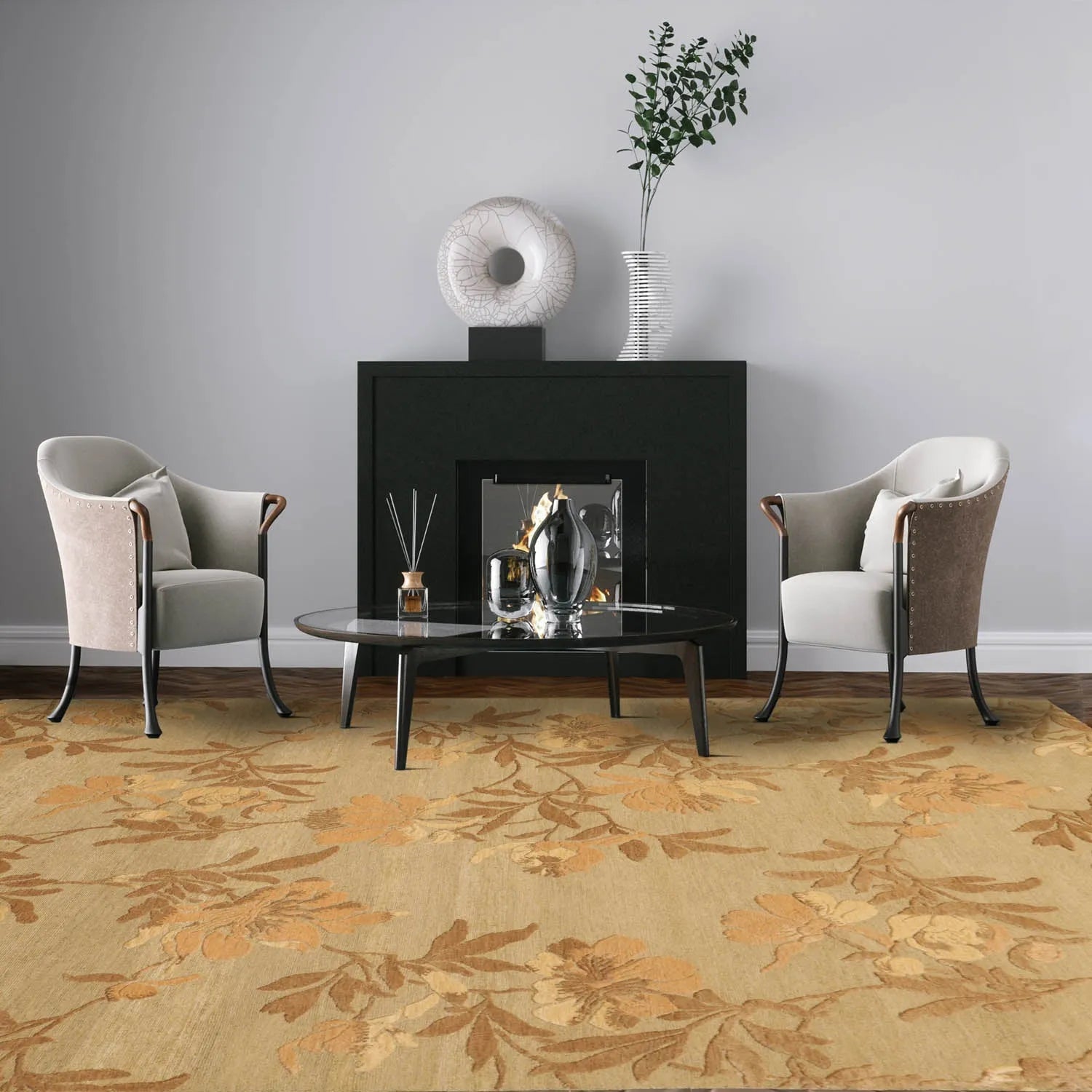 6' x 9' Hand Knotted Tamarian 100% Wool Tibetan Transitional Oriental Area Rug Olive, Brown Color-0