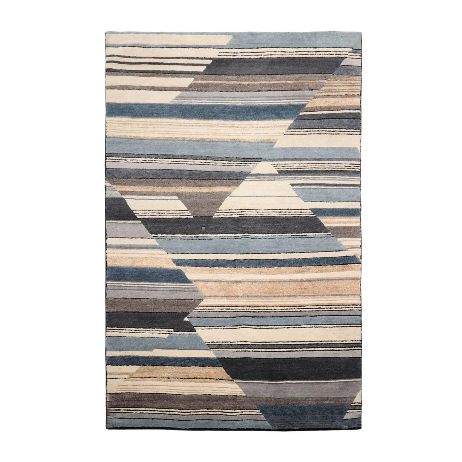 5'6''x8'6'' Hand Knotted Tibetan 100% Wool Tibetan Modern & Contemporary Oriental Area Rug Ivory, Gray Color-1