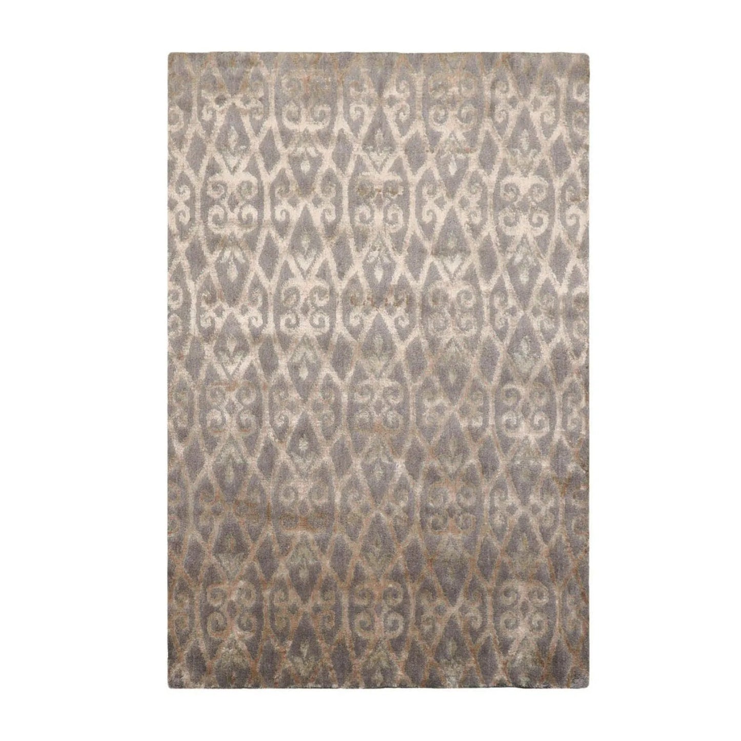 4'1''x6'1'' Hand Knotted 100% Wool Kalaty Traditional Oriental Area Rug Gray, Beige Color-0