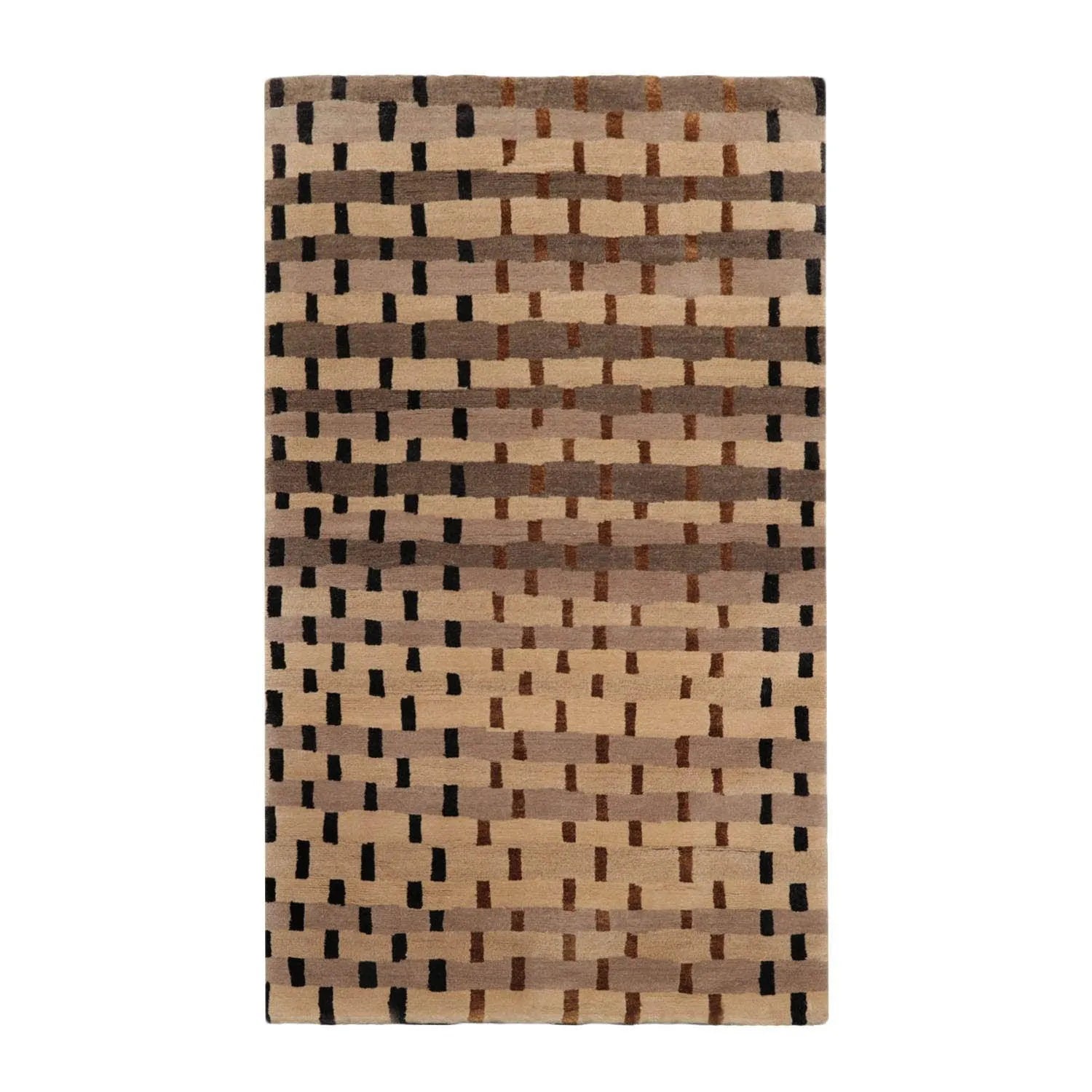 3'x5' Hand Knotted Tibetan Wool and Silk Tibetan Transitional Oriental Area Rug Tan, Beige Color-1