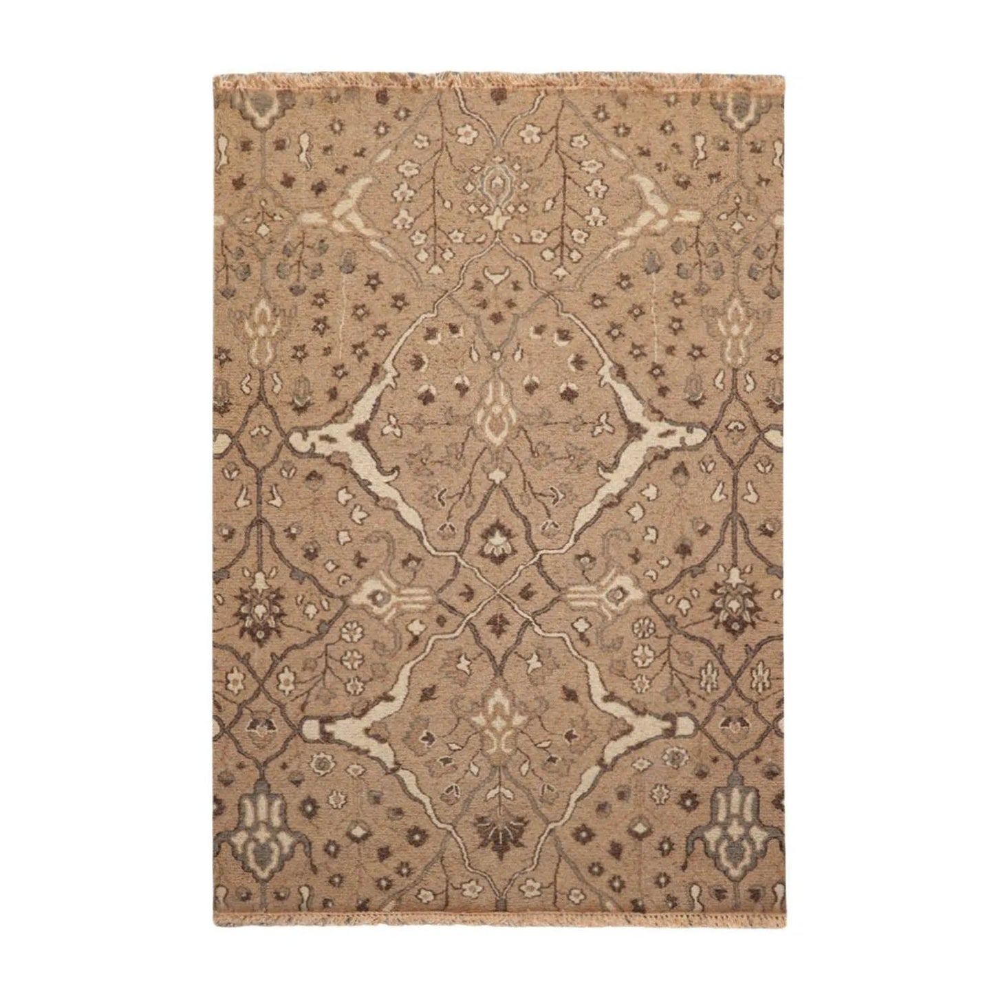 4'x5'10'' Hand Knotted Soumak 100% Wool Soumak Traditional Oriental Area Rug Camel, Beige Color-0
