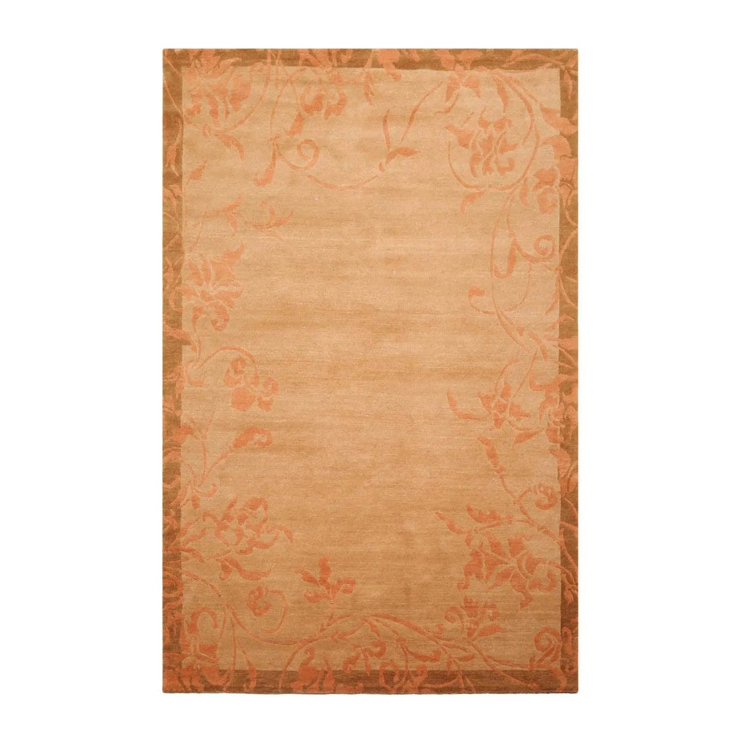5'6''x8'6'' Hand Knotted Tibetan 100% Wool Tibetan Traditional Oriental Area Rug maple, Pale Peach Color-2