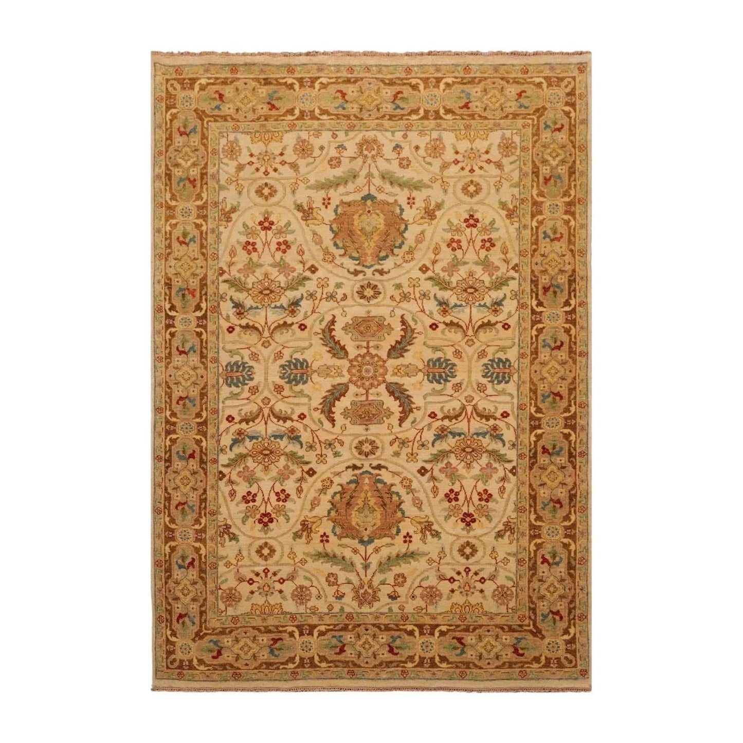 5'10''x8'7'' Hand Knotted 100% Wool Sultanabad Traditional Oriental Area Rug Beige, Brown Color-2