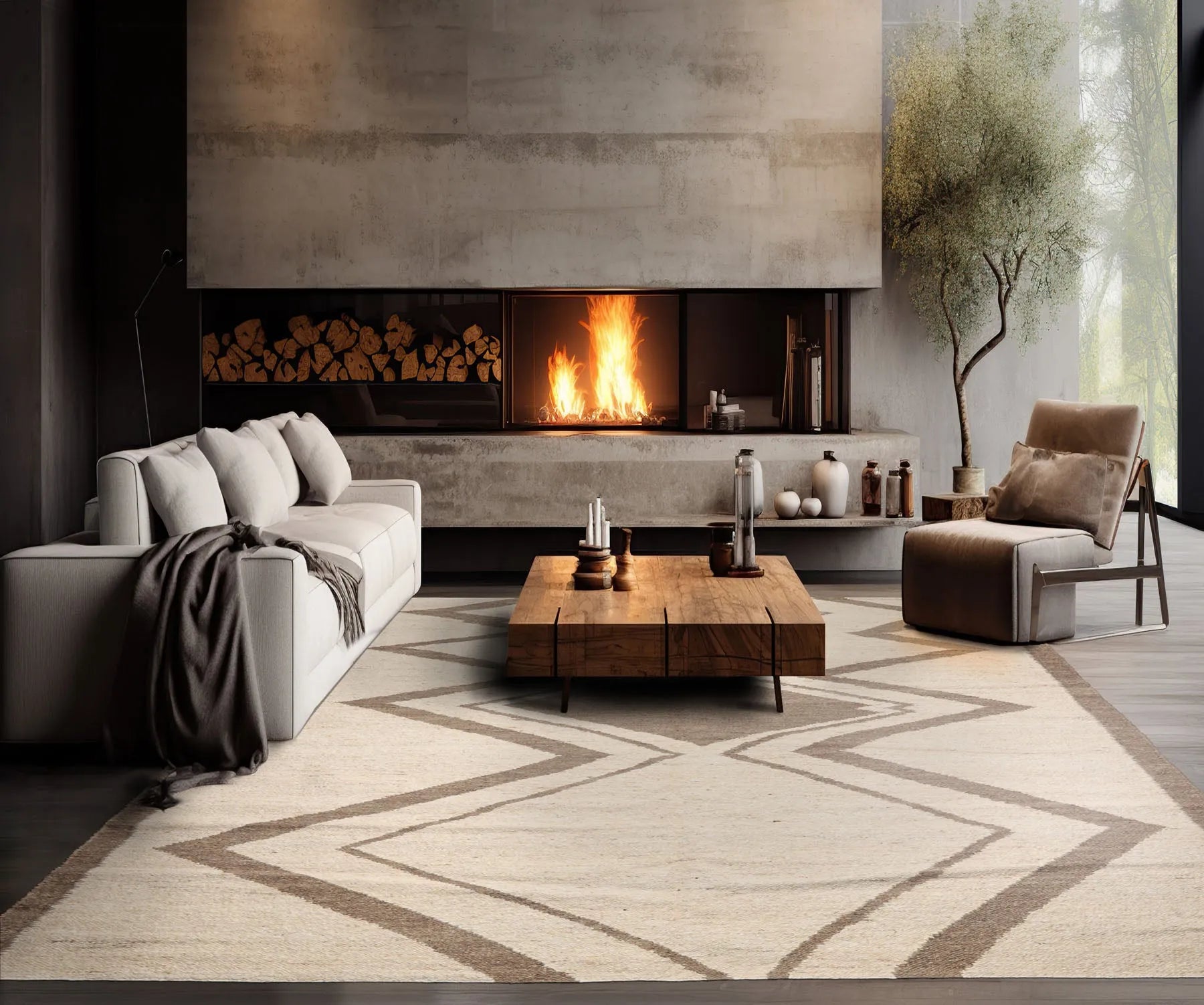 LoomBloom Multi Size Beige Hand Woven Contemporary Geometric Flatweave Wool Oriental Area Rug-0