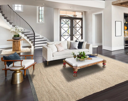 LoomBloom 9x12 Beige Hand Woven Contemporary Geometric Flatweave Wool Oriental Area Rug-0