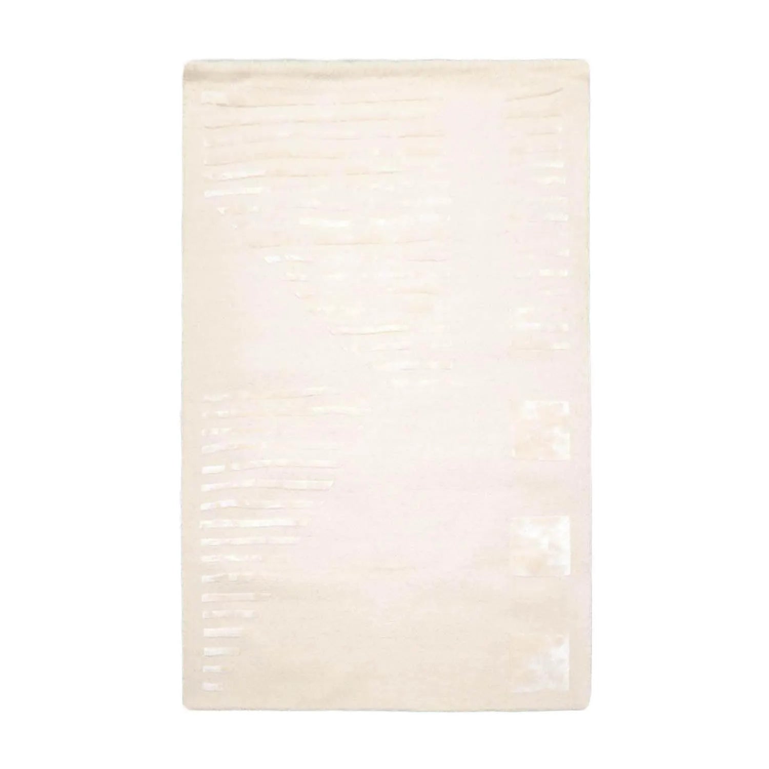 5' x8' Hand Tufted Hand Made Wool and Bamboo  Modern & Contemporary  Oriental Area Rug Tone On Tone,Ivory Color-1