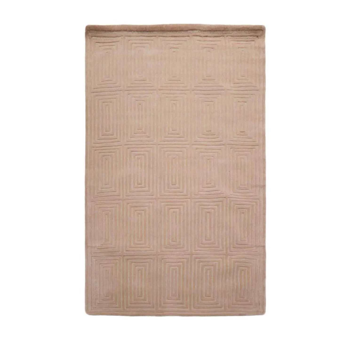 5' x8' Hand Tufted Hand Made 100% Wool  Modern & Contemporary  Oriental Area Rug Tone On Tone,Tan Color-1