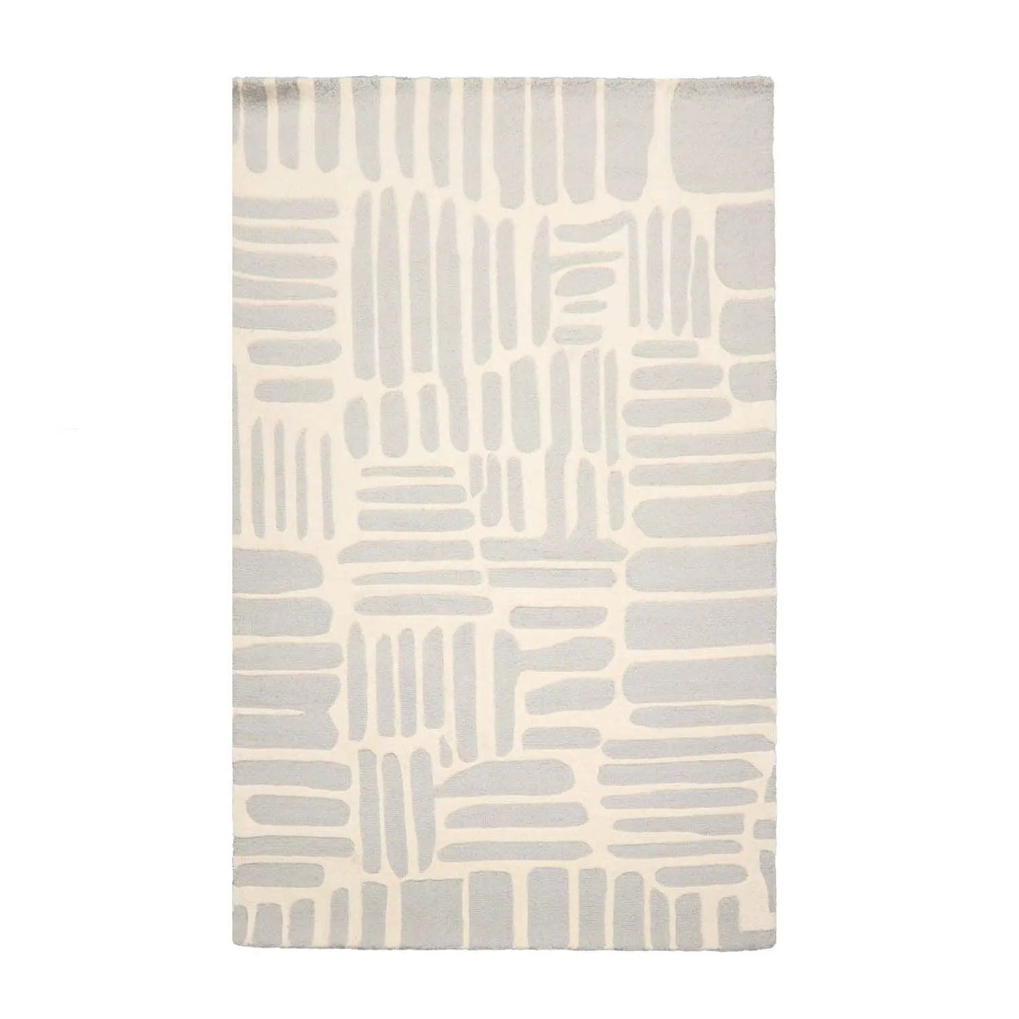 5' x8' Hand Tufted Hand Made 100% Wool Designer Modern & Contemporary  Oriental Area Rug Gray,Cream Color-1