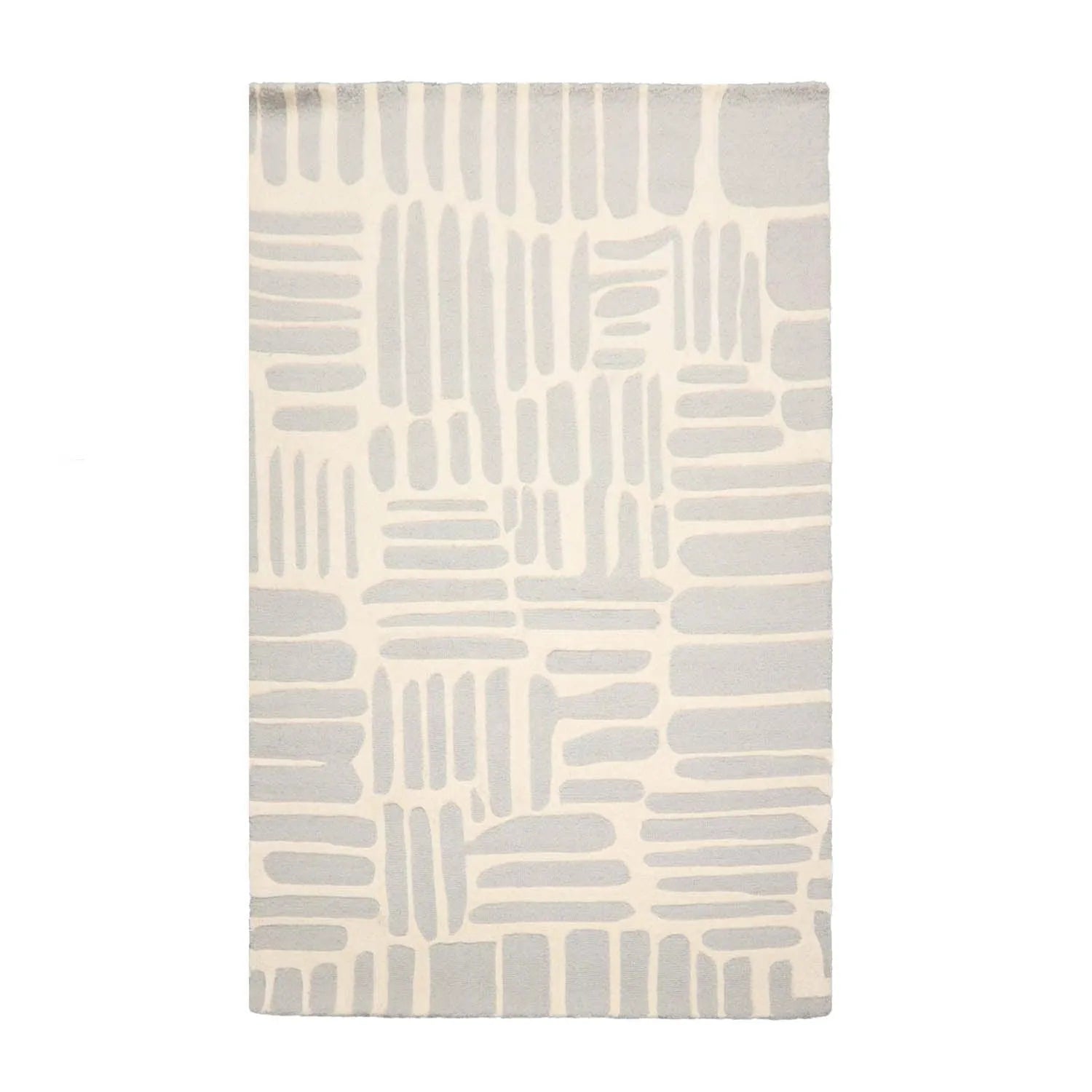 5' x8' Hand Tufted Hand Made 100% Wool Designer Modern & Contemporary  Oriental Area Rug Gray,Cream Color-1