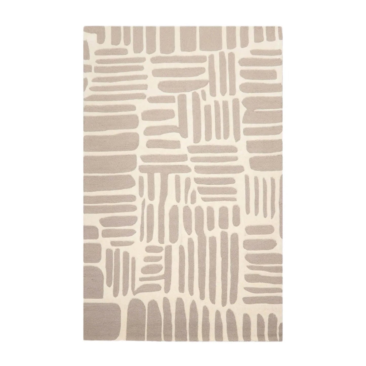 5' x8'' Hand Tufted Hand Made 100% Wool Designer Modern & Contemporary  Oriental Area Rug Taupe,Ivory Color-1