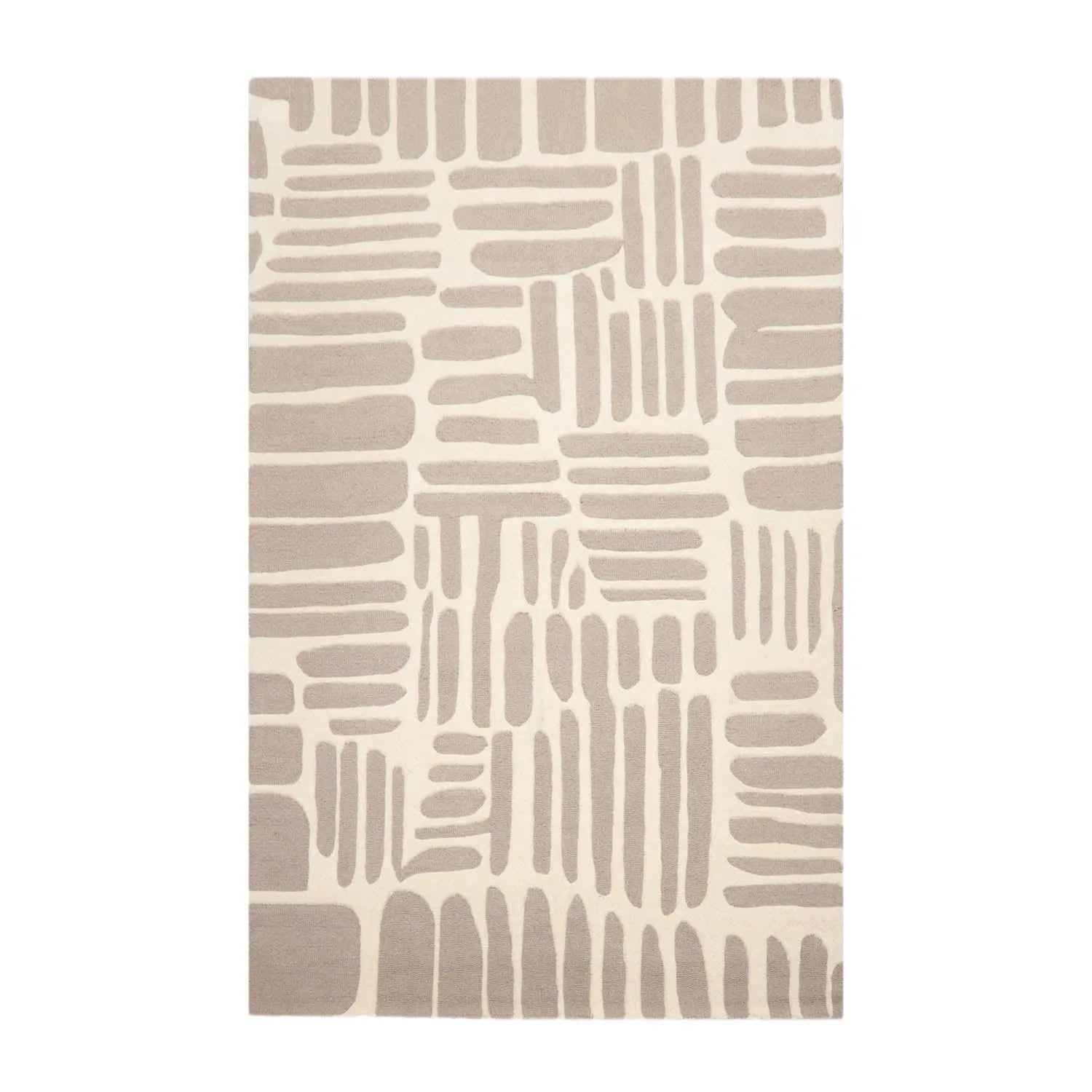 5' x8'' Hand Tufted Hand Made 100% Wool Designer Modern & Contemporary  Oriental Area Rug Taupe,Ivory Color-1