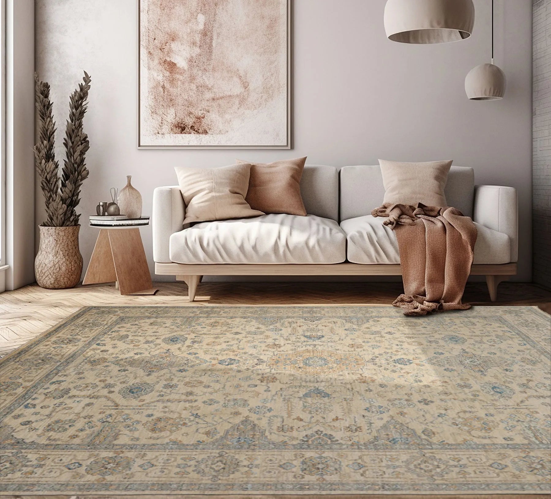 8x10 Beige Hand Knotted Traditional Wool Oriental Area Rug-0