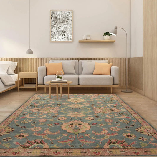 Multi Size Hand Tufted Hand Made 100% Wool  Modern & Contemporary Oriental Area Rug Celadon,Blush Color-0
