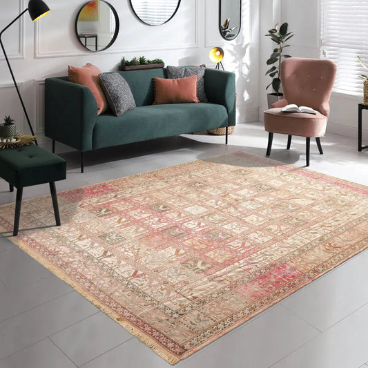 6x9 Beige, Tan Hand Knotted Persian 100% Silk Traditional Pictorial Authentic Soumak Oriental Area Rug-0
