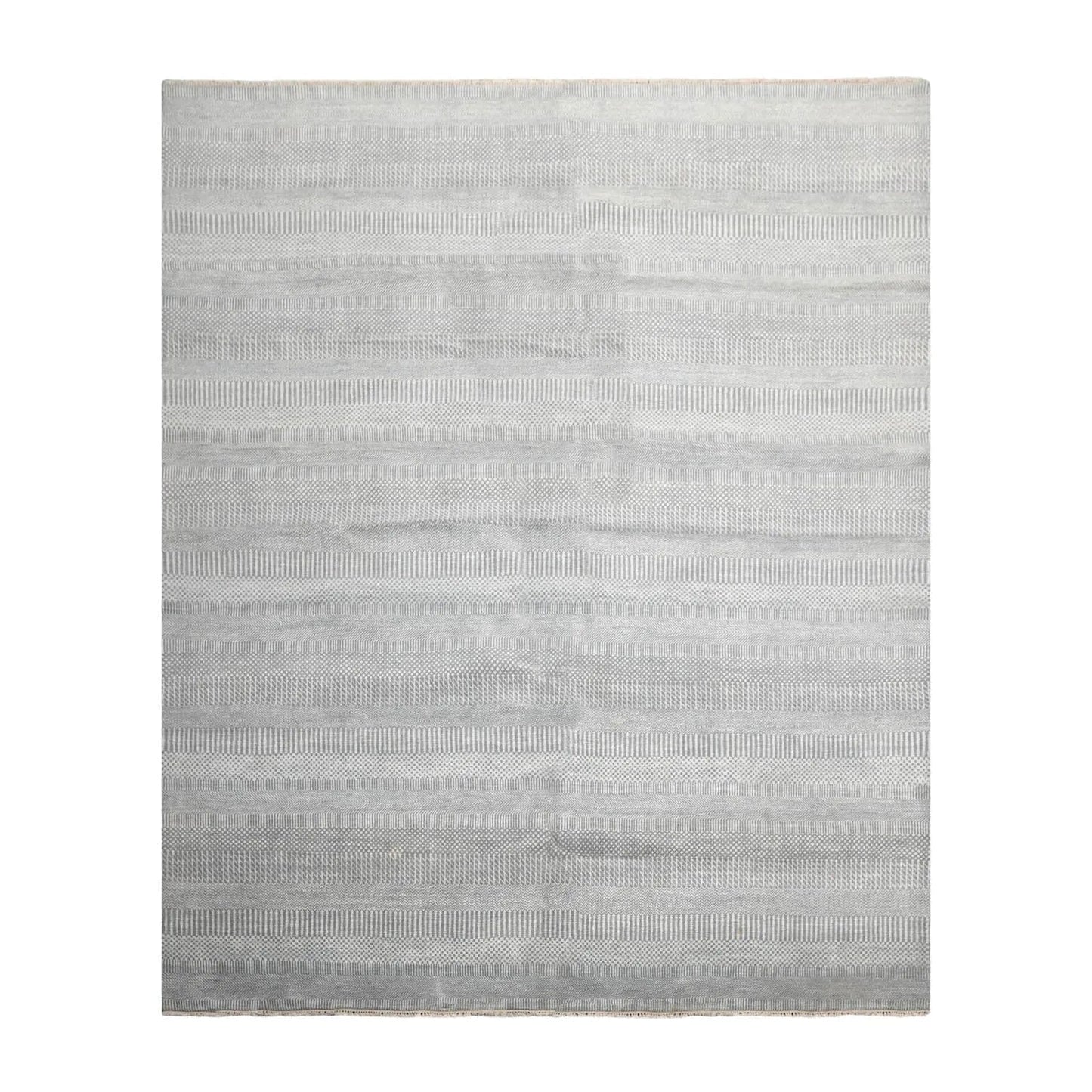 8'2''x10'1'' Hand Knotted Tibetan 100% Wool Modern & Contemporary Oriental Area Rug Gray, White Color-1