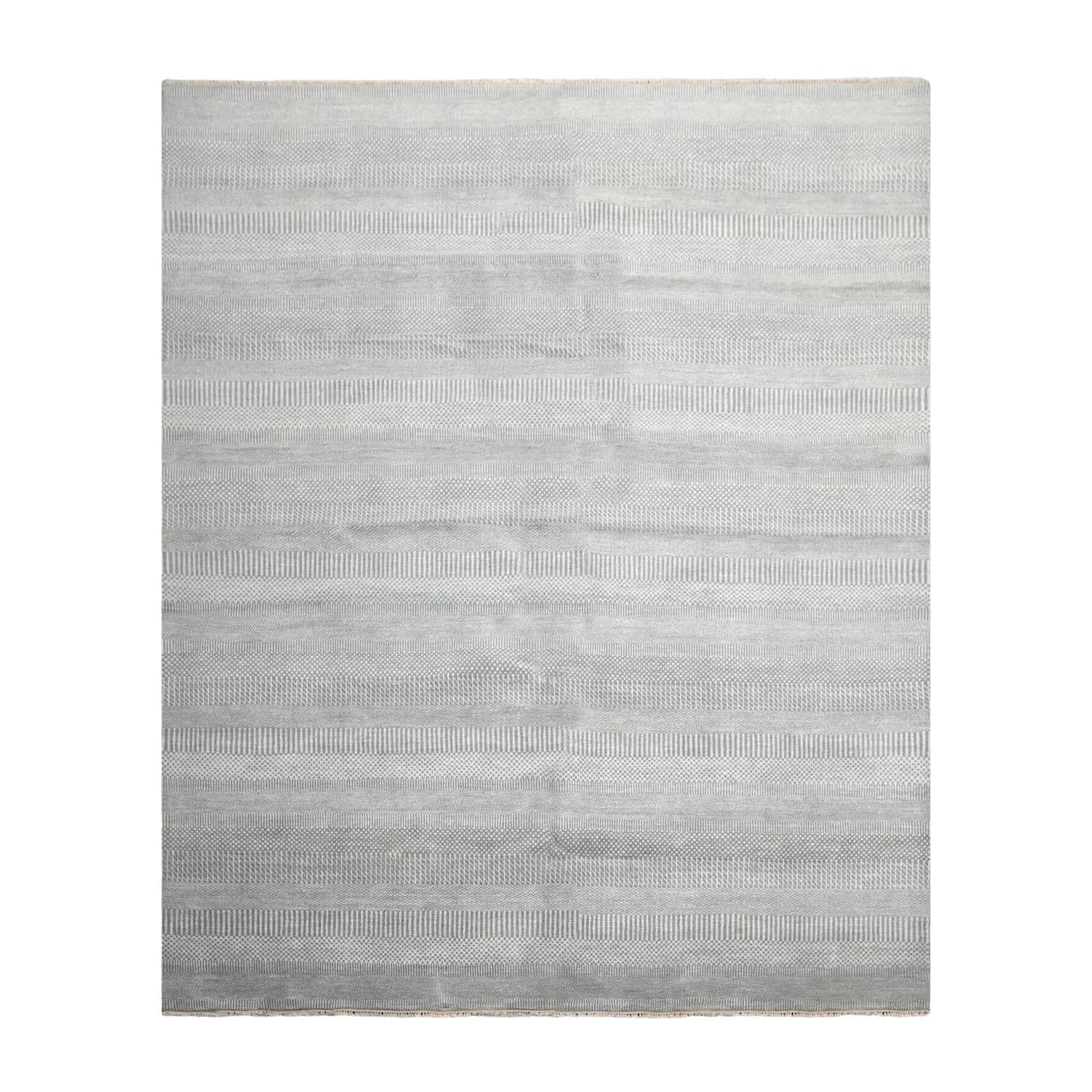 8'2''x10'1'' Hand Knotted Tibetan 100% Wool Modern & Contemporary Oriental Area Rug Gray, White Color-1