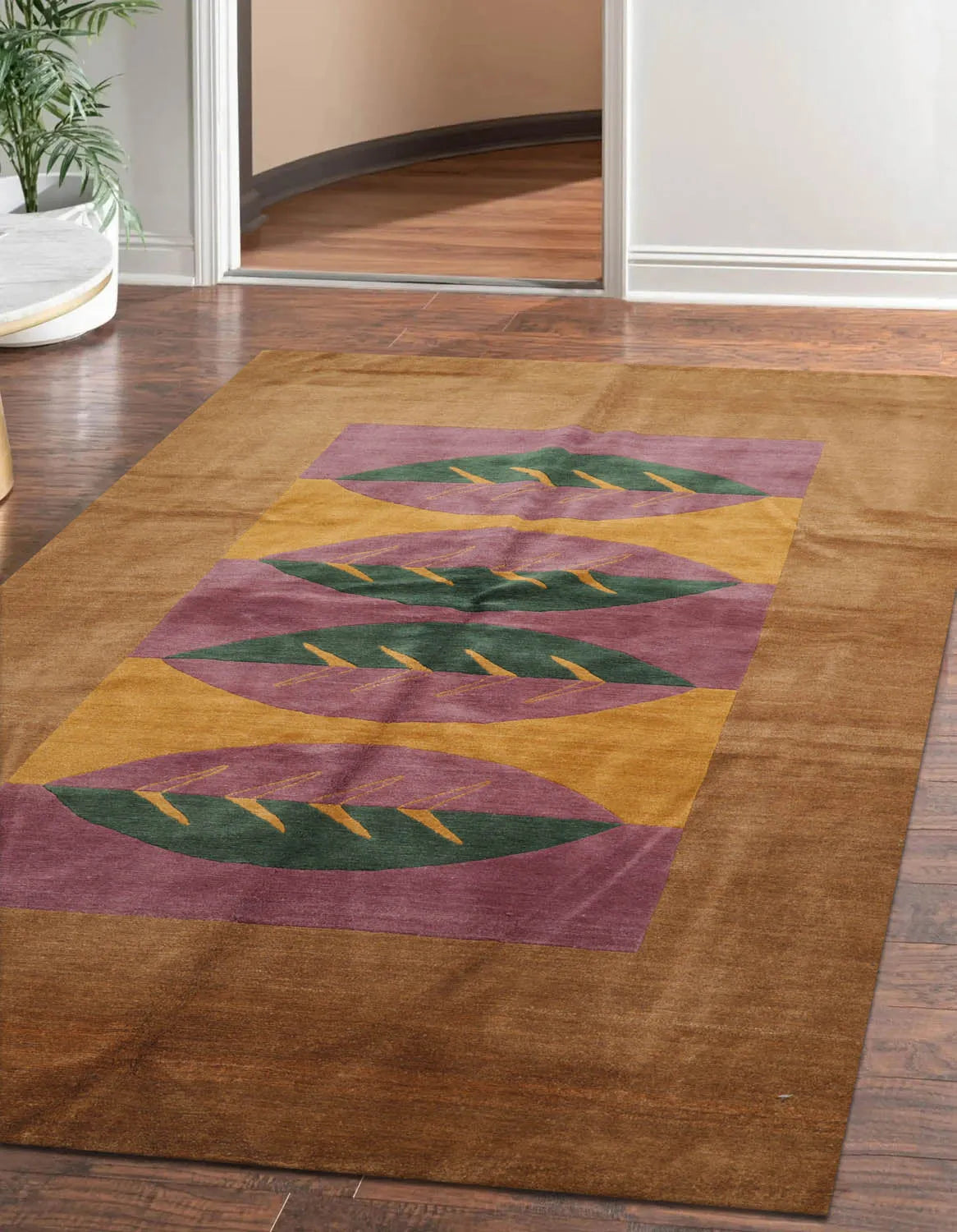 5' 2''x7'Hand Knotted Tibetan 100% Wool Michaelian & Kohlberg Traditional Oriental Area Rug Lavander, Gold Color-0