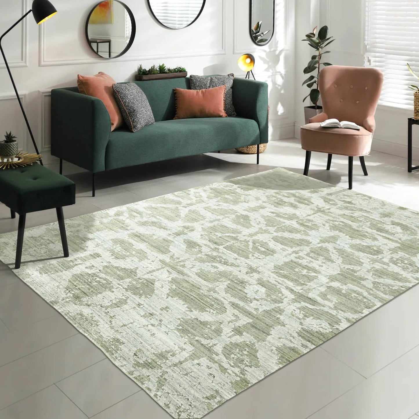 Multi Size Tone on Tone Gray Hand Knotted Turkish Oushak Wool/Bamboo Silk Transitional Oriental Area Rug-0