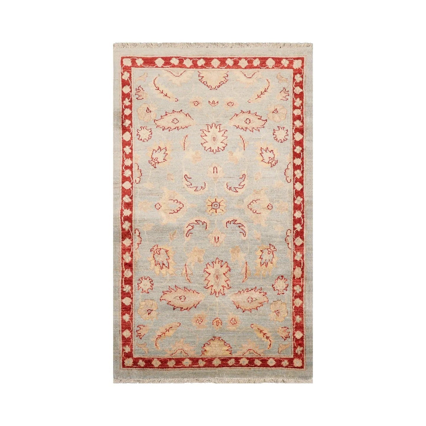 2'10''x4'10'' Blue, Rust Hand Knotted 100% Wool Chobi Peshawar Traditional Oriental Area Rug-0