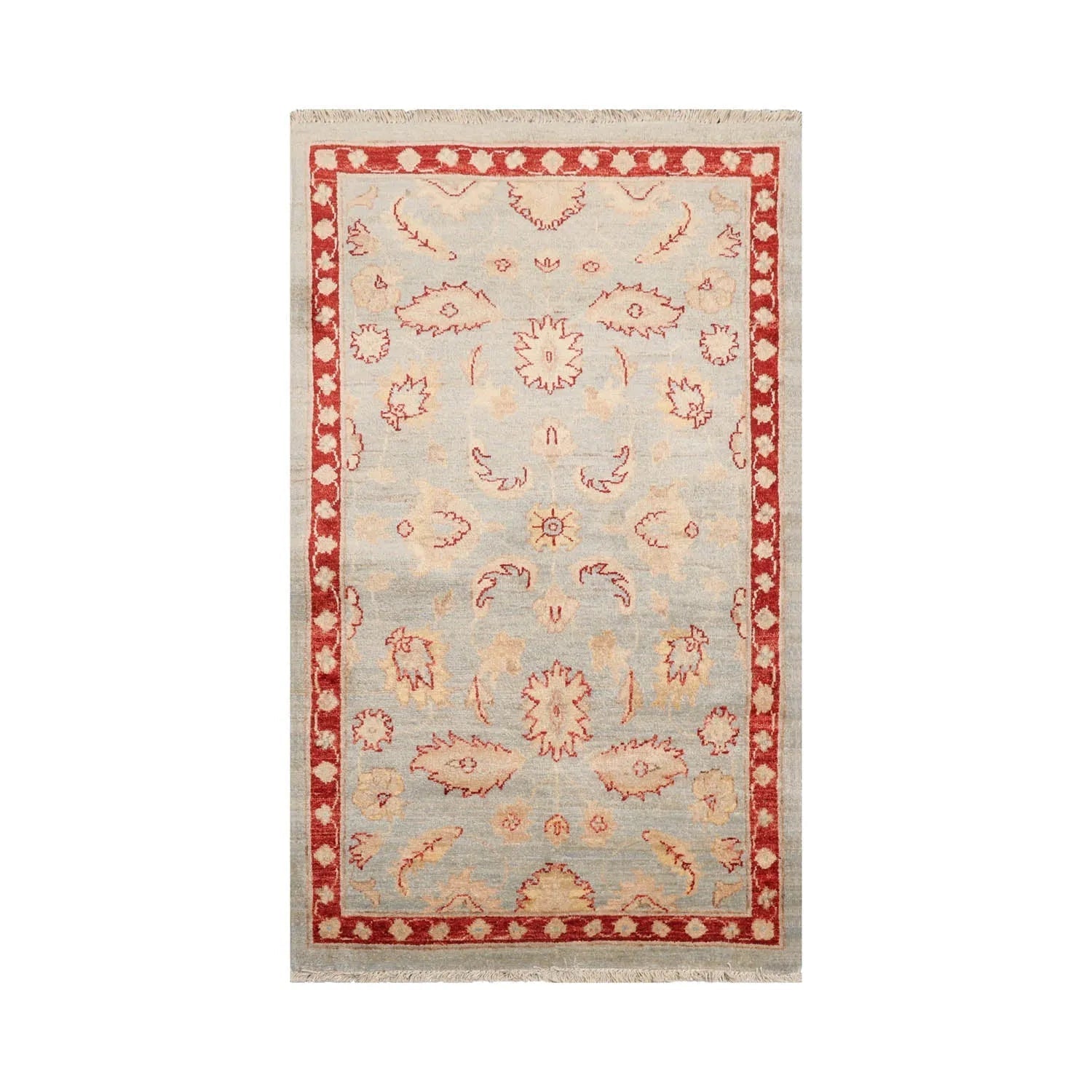 2'10''x4'10'' Blue, Rust Hand Knotted 100% Wool Chobi Peshawar Traditional Oriental Area Rug-0