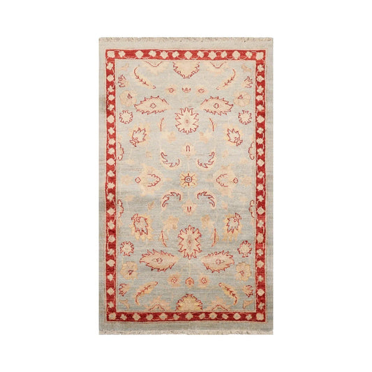 2'10''x4'10'' Blue, Rust Hand Knotted 100% Wool Chobi Peshawar Traditional Oriental Area Rug-0