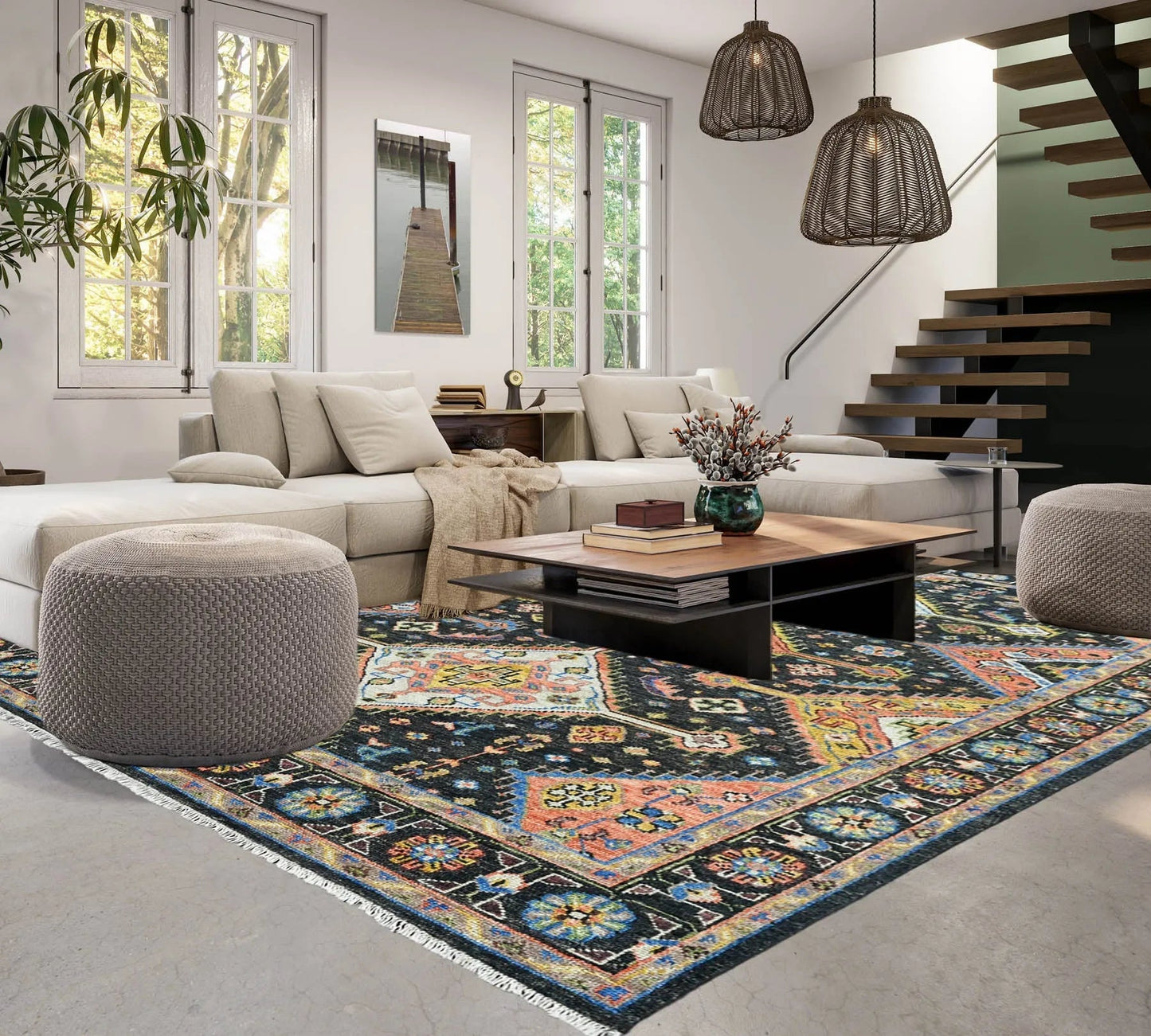 9x12 LoomBloom Charcoal Hand Knotted 100% Wool Turkish Oushak Arts & Crafts Oriental Area Rug-0