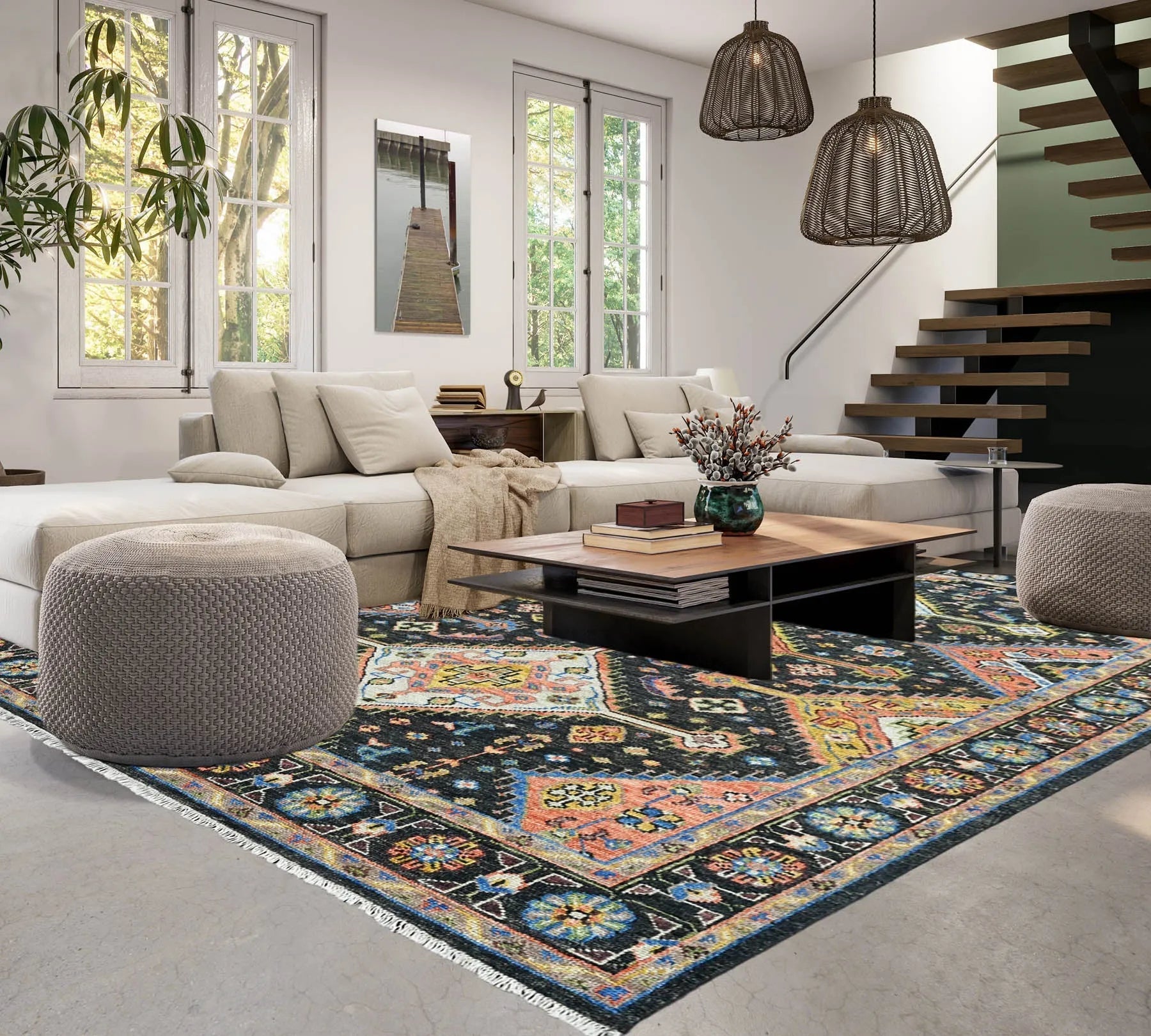 9x12 LoomBloom Charcoal Hand Knotted 100% Wool Turkish Oushak Arts & Crafts Oriental Area Rug-0