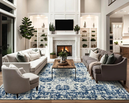 Multi Size Gray, Blue Hand Knotted 100% Wool Transitional Oriental Area Rug-0