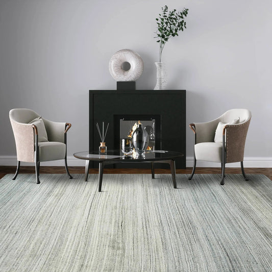 Multi Size Tone On Tone Gray LoomBloom Hand Knotted Modern & Contemporary Textured Tibetan 100% Wool Oriental Area Rug-0