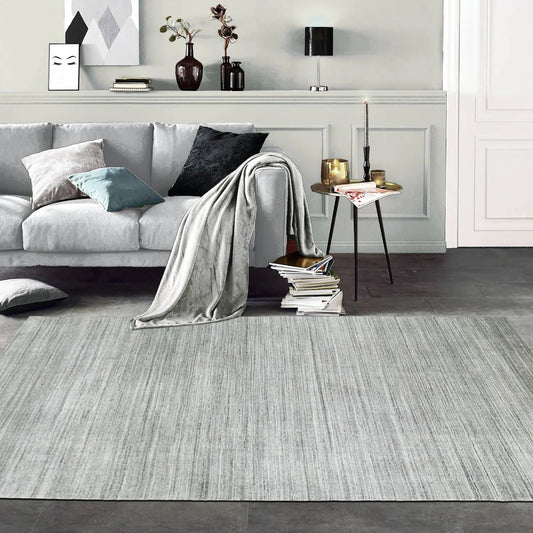 Multi Size Tone on Tone Gray Hand Knotted Tibetan Omre 100% Wool Modern & Contemporary Oriental Area Rug-0