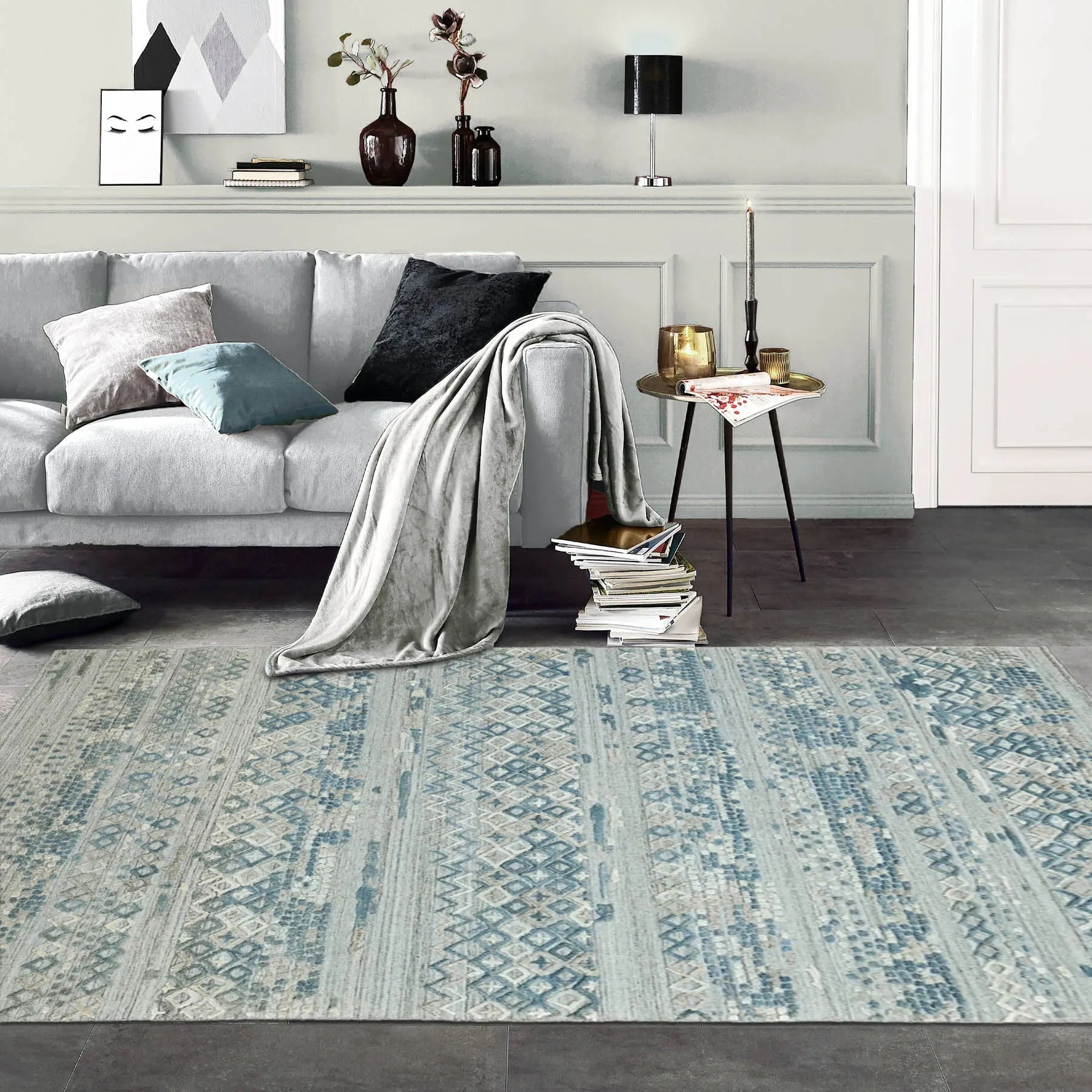 6x9 Gray LoomBloom Hand Knotted Modern & Contemporary Textured Tibetan 100% Wool Oriental Area Rug-0