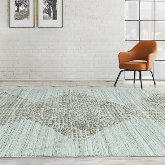 4x6 Gray LoomBloom Hand Knotted Modern & Contemporary Textured Tibetan 100% Wool Oriental Area Rug-0