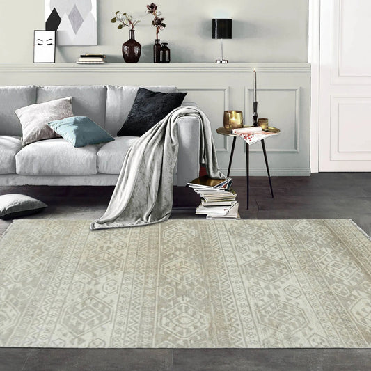 Multi Size Beige LoomBloom Hand Knotted Southwestern Southwestern Oushak 100% Wool Oriental Area Rug-0