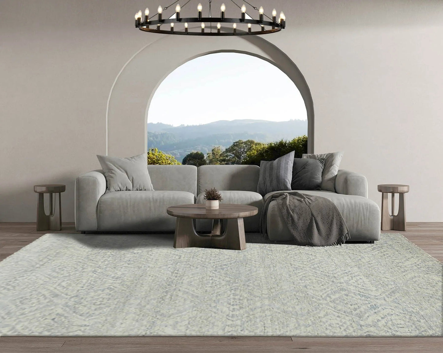 Multi Size Gray LoomBloom Hand Knotted Transitional All-Over Oushak 100% Wool Oriental Area Rug-0