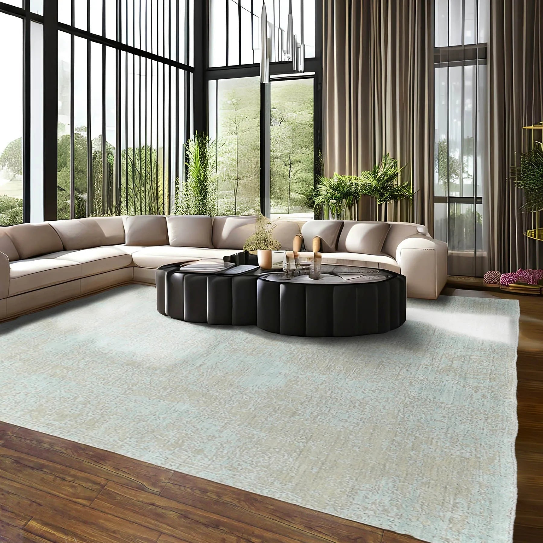 8x10 Blue, Gray Hand Knotted 100% Wool Transitional Oriental Area Rug-0