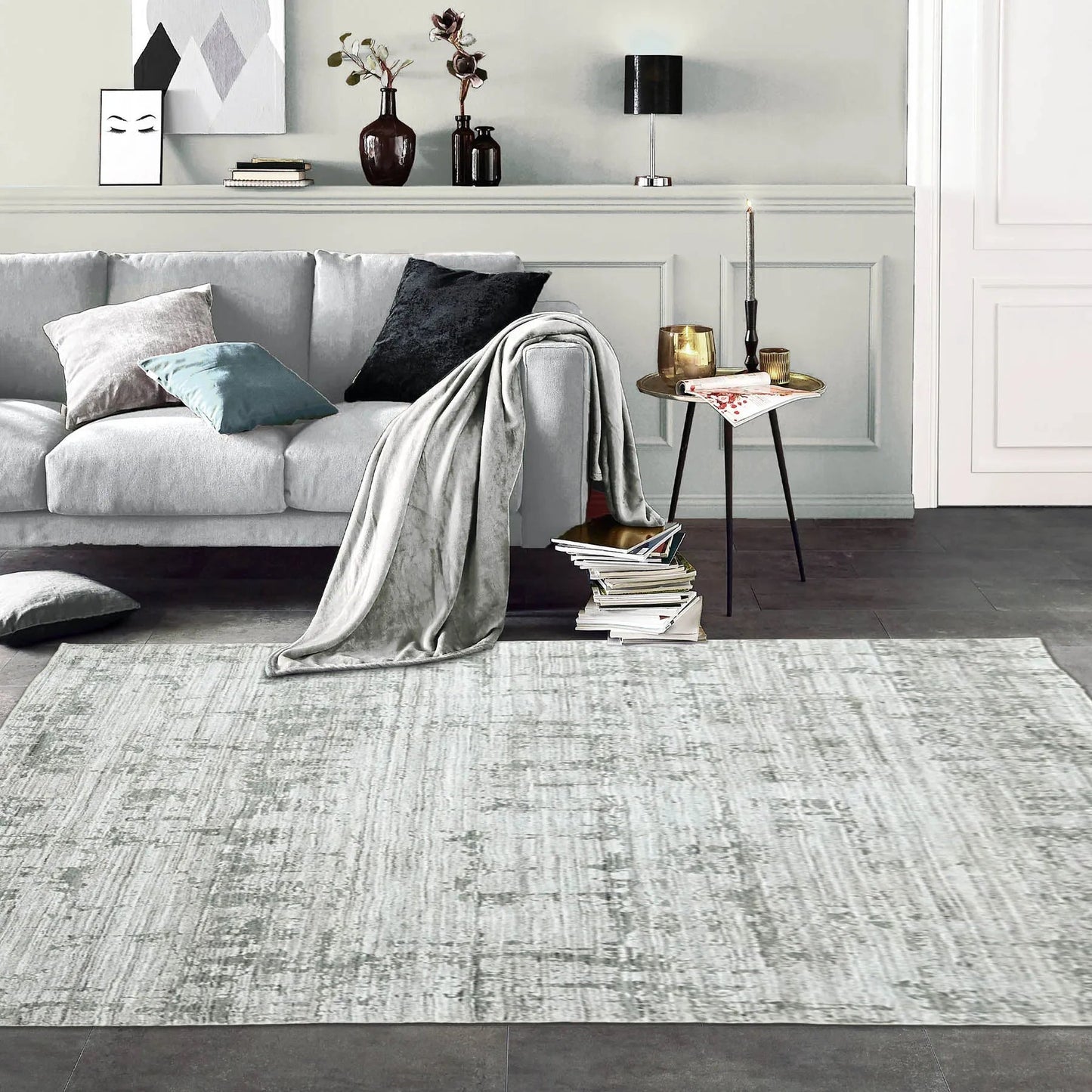8x10 Gray, Silver Hand Knotted 100% Wool Modern & Contemporary Oriental Area Rug-0
