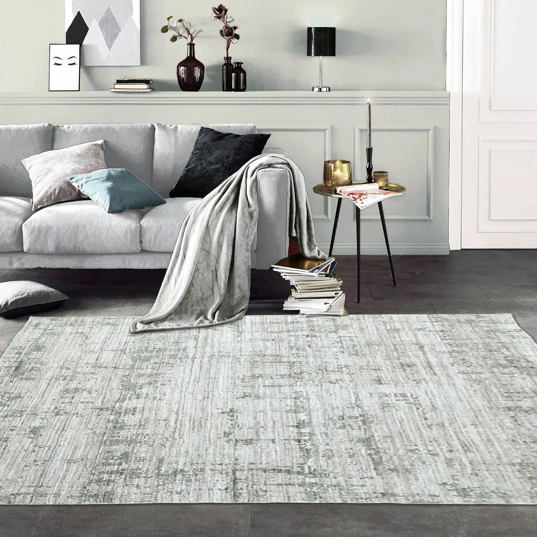 8x10 Gray, Silver Hand Knotted 100% Wool Modern & Contemporary Oriental Area Rug-0
