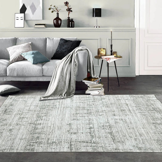 8x10 Gray, Silver Hand Knotted 100% Wool Modern & Contemporary Oriental Area Rug-0