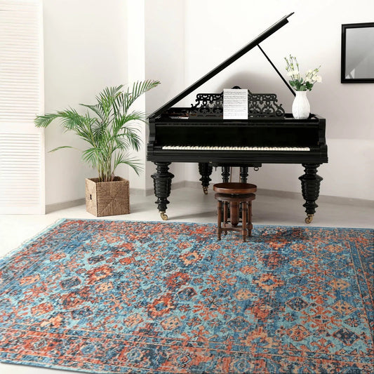Multi Size Blue, Burnt Orange Hand Knotted Arts & Crafts 100% Wool Turkish Oushak Traditional Oriental Area Rug-0
