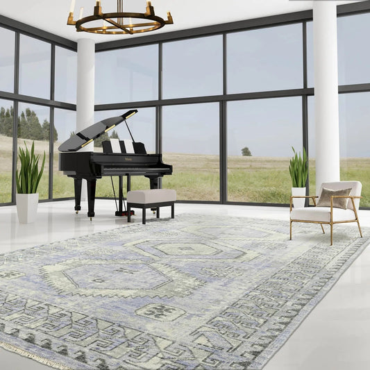 Multi Size Gray, Lavender Hand Knotted 100% Wool Turkish Oushak Traditional Oriental Area Rug-0