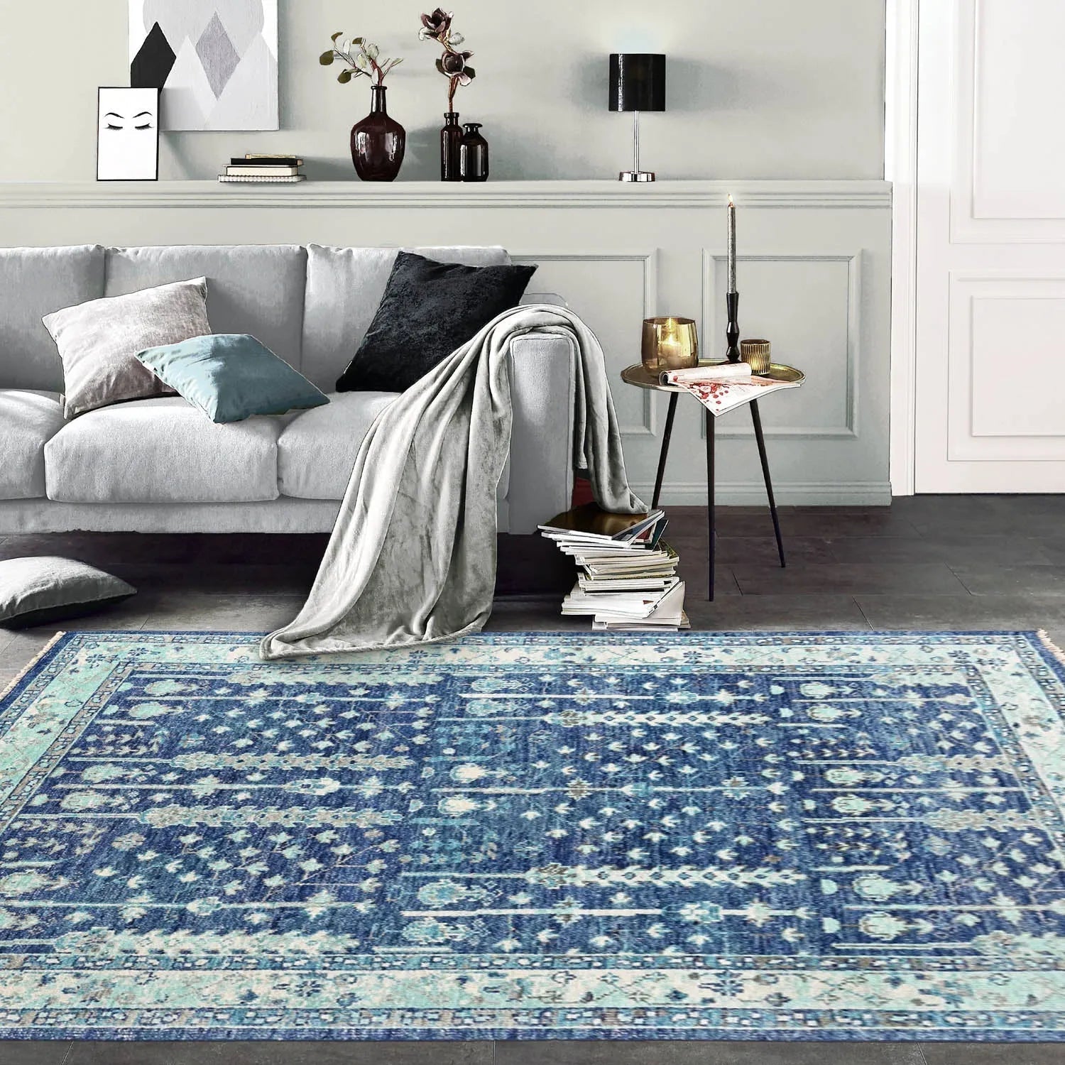 Multi Size Blue, Aqua Hand Knotted Arts & Crafts 100% Wool Turkish Oushak Traditional Oriental Area Rug-0