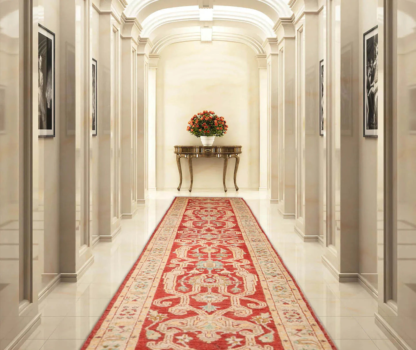 2'9''x13'11'' Runner Rust,Beige Hand Knotted Persian 100% Wool Chobi Peshawar Traditional  Oriental Area Rug-0
