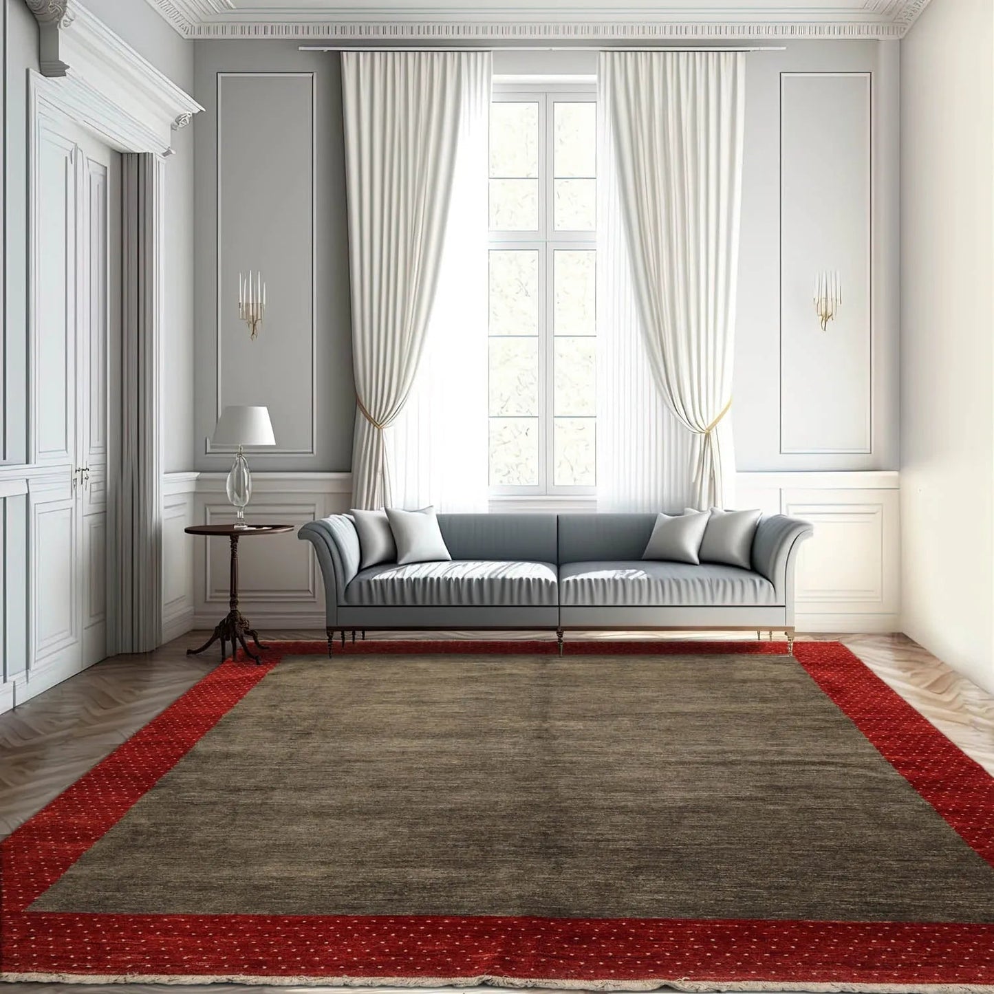 Square Mossy Gray,Rusty Red Hand Knotted Gabbeh 100% Wool Gabbeh Traditional  Oriental Area Rug-0