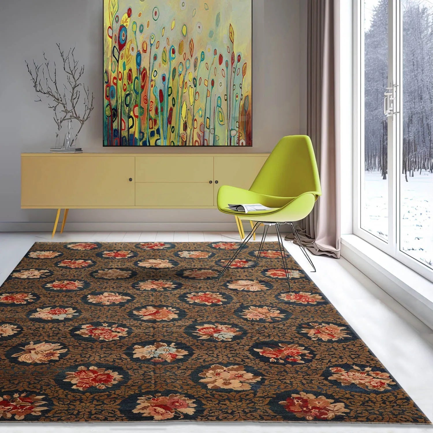 8x10 Blue, Brown Hand Knotted Tibetan 100% Wool Michaelian & Kohlberg Traditional  Oriental Area Rug-0