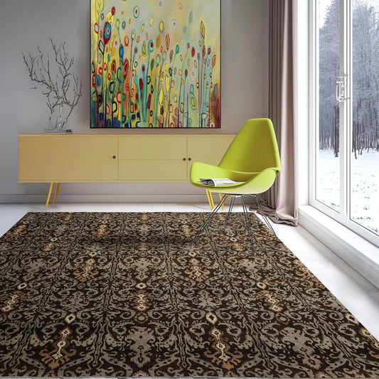 8x10 Brown Hand Knotted Tibetan 100% Wool Transitional Oriental Area Rug-0