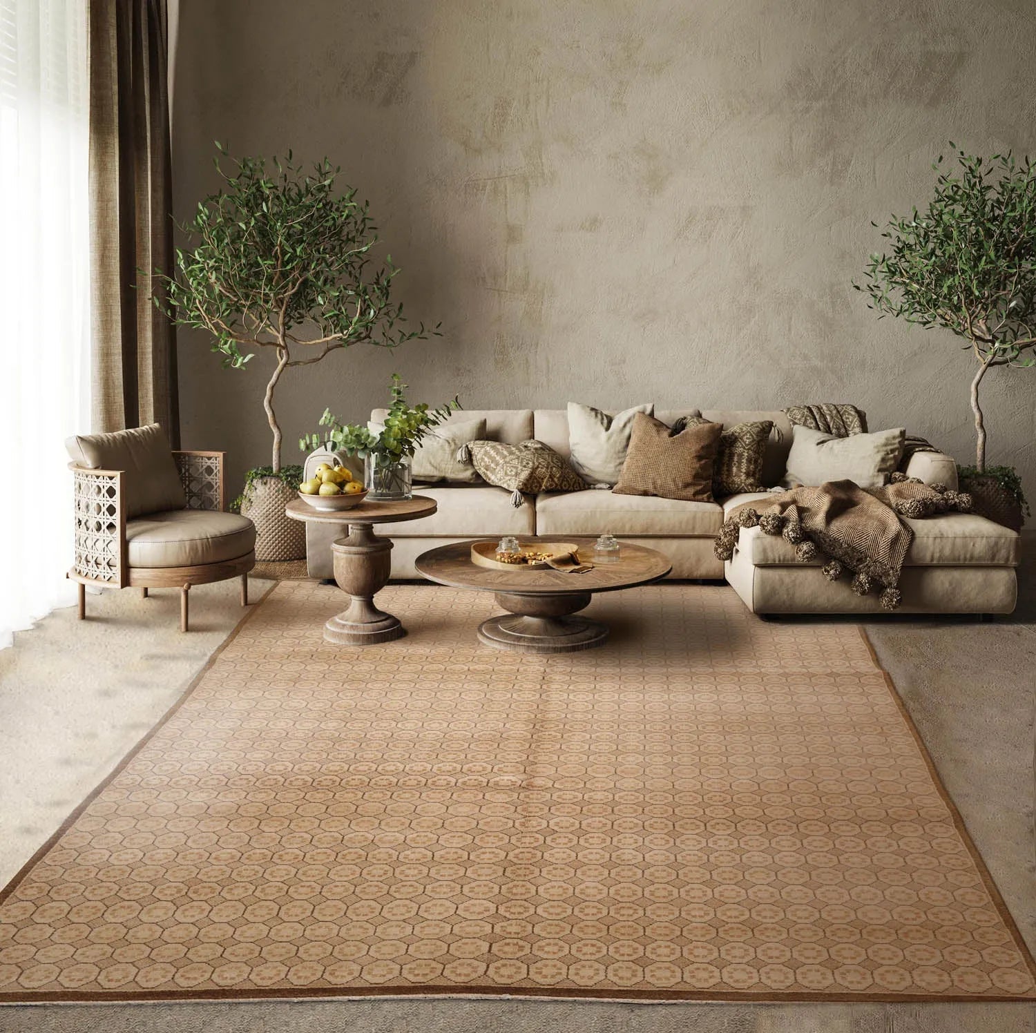 6x9 Beige Hand Knotted Tibetan 100% Wool Michaelian & Kohlberg Modern & Contemporary Oriental Area Rug-0