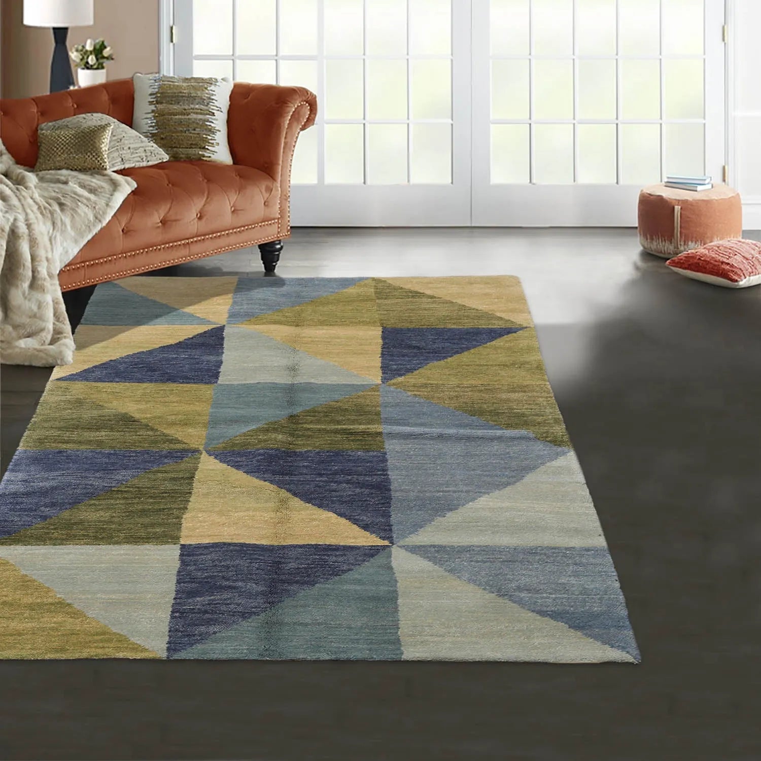 3x5 Blue, Green Hand Knotted Tibetan 100% Wool Michaelian & Kohlberg Traditional Oriental Area Rug-0