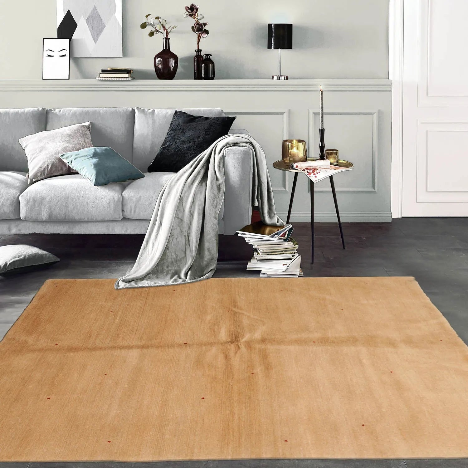 4x6  Red, Tan Hand Knotted Tibetan 100% Wool Michaelian & Kohlberg Swiss Wash Contemporary Oriental Area Rug-0