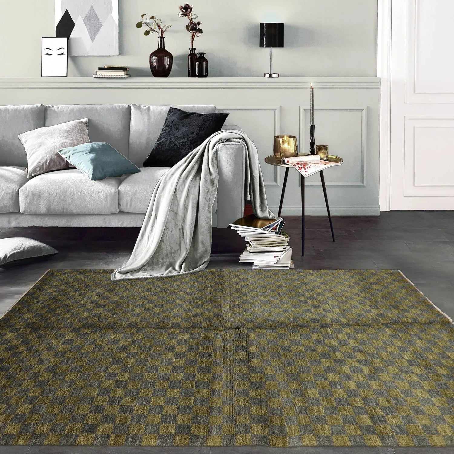 5x7 Green, Slate Hand Knotted Tibetan 100% Wool Michaelian & Kohlberg Modern & Contemporary Oriental Area Rug-0